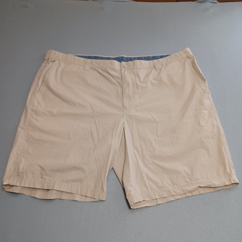 Columbia Shorts Men 48 Tan Khaki Chino Cotton Casual Flat Front AS4471 10 Inseam